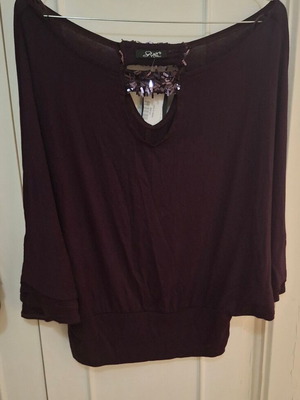 Evening top one size new, purple, 96% viscose, batwing sleeves