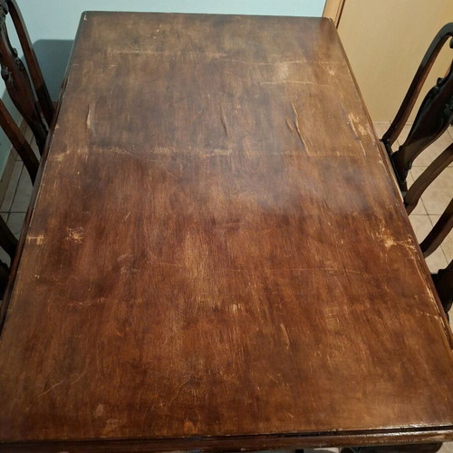 Vintage dining set used, solid wood, 6 chairs
