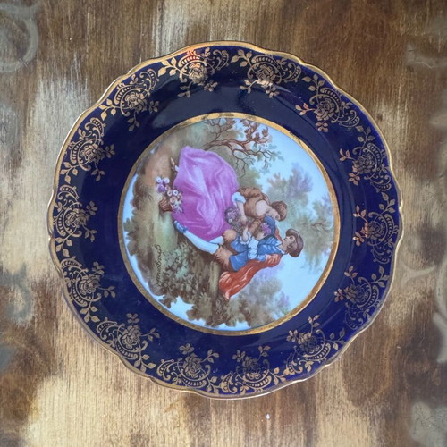 French vintage porcelain plate with marquise theme new