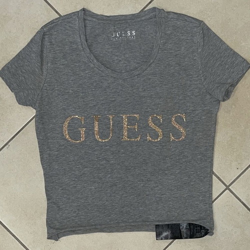 Guess Los Angeles T-shirt grey with glitter logo print size S like new