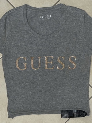 Guess Los Angeles T-shirt grey with glitter logo print size S like new