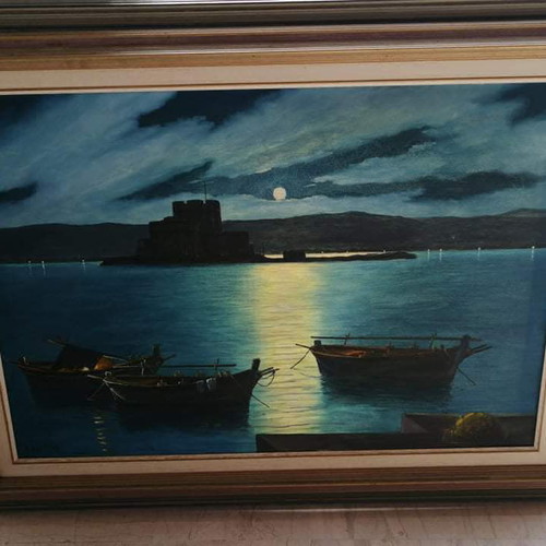 Painting N. Vrettos used 130×100 with Bourtsi Nafplio depiction