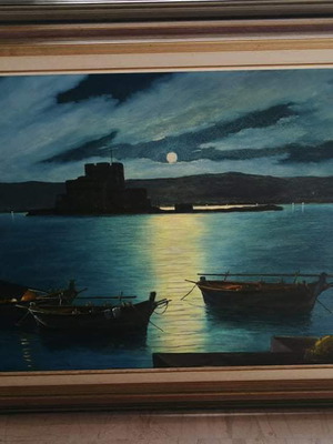 Πίνακας Ν. Βρέττος μεταχειρισμένος 130×100 με απεικόνιση Μπούρτζι Ναύπλιο