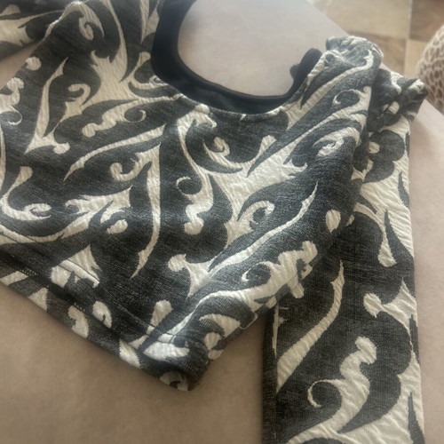 Thesis black and white brocade crop top like new, S/M