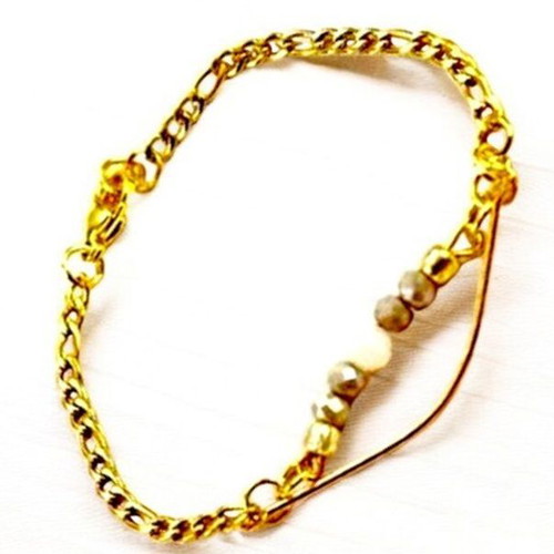 Handmade bracelet with steel chain and crystals gold color new