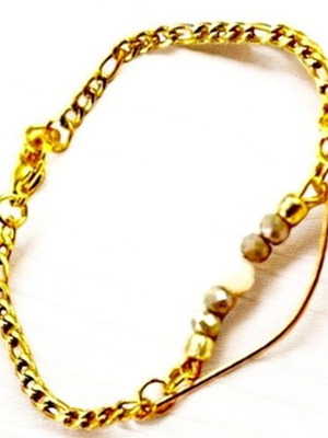 Handmade bracelet with steel chain and crystals gold color new
