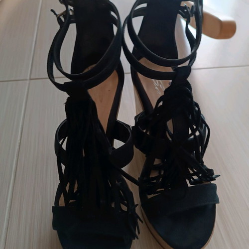 Sante black platform shoes used no37 boho suede