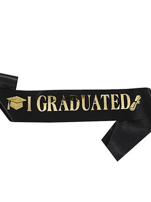 Graduation sash I Graduated black and yellow new