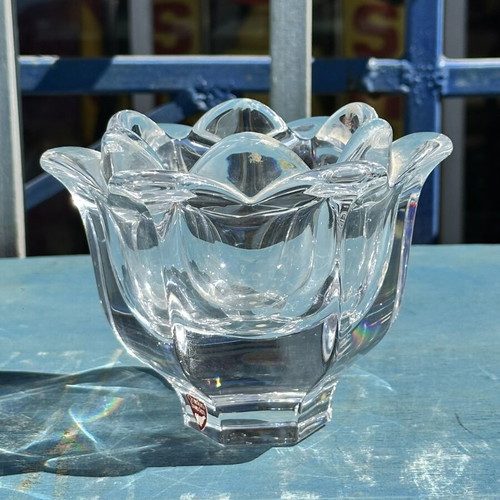 Orrefors Sweden Crystal Vase Tulip Design used, 11x13 cm