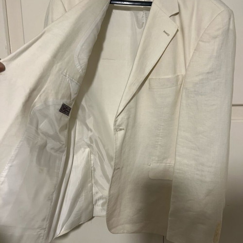 Berto Lucci Milano suit official 100% linen new, white