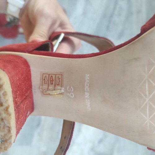 A.L.E. red suede sandals used with double straps