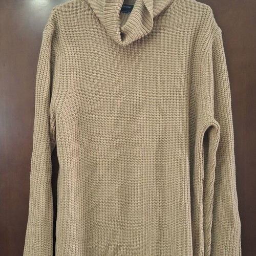 Bershka camel knit sweater with collar, size M