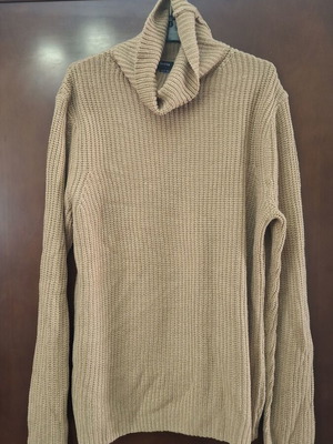 Bershka camel knit sweater with collar, size M