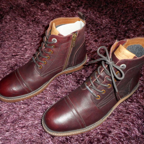 Pepe Jeans London boots new size 44 dark wine red leather