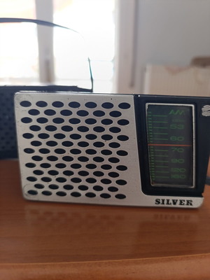 Silver transistor radio vintage portable used