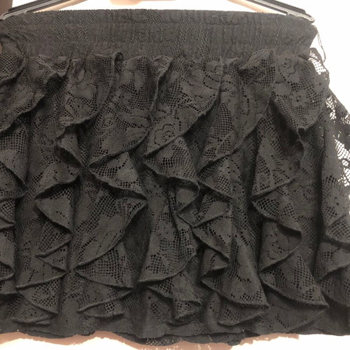Mini flared skirt with lace pleats used, black Rachel, size S
