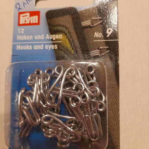 Prym No 9 silver hooks new, stainless steel