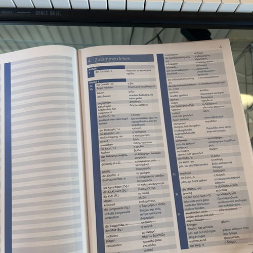 Aspekte neu B2 Greek Glossary used, German language