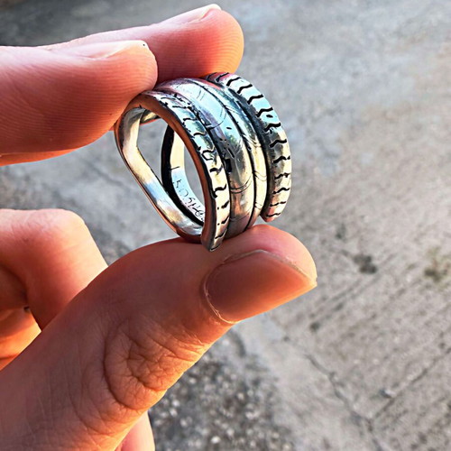 Aries Ring Size 61 EU Handmade Tin Silver Color New
