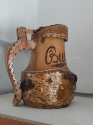 Budweiser carved wooden jug like new, vintage from Czechia