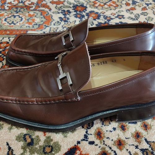 Gucci men's leather brown moccasins used, size 42