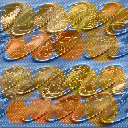 Σετ 8 ακυκλοφόρητα ευρώ νομίσματα Ιρλανδίας από 1 σεντ έως 2 ευρώ