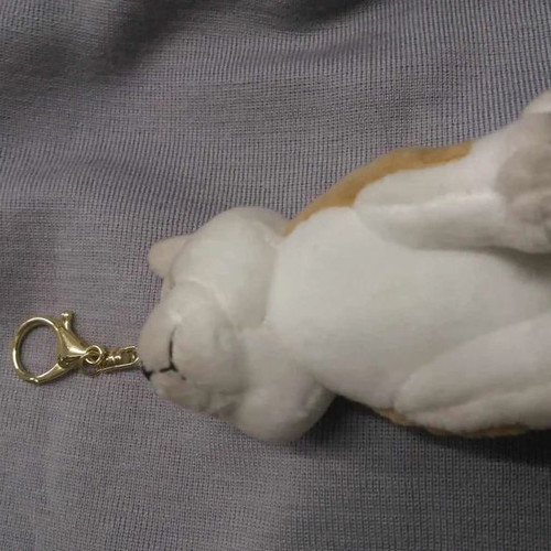 Dog Keychain new, white and beige