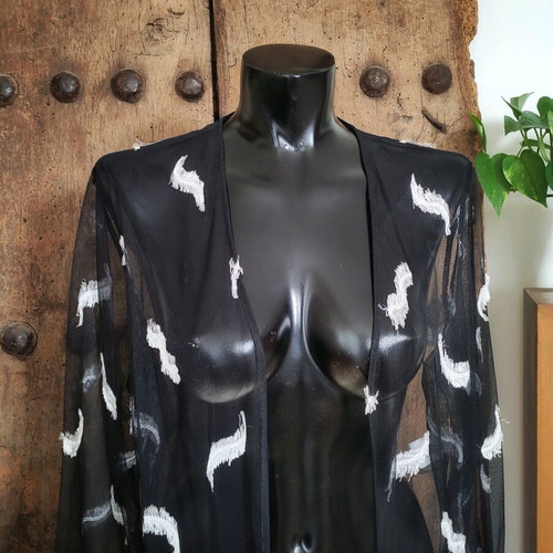 Sheer black vintage top with embroidery, like new