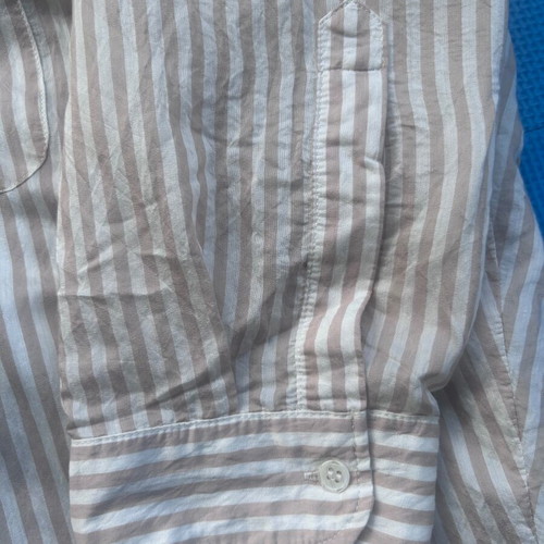 Zara Oversized Neutral Striped Button-Up Shirt Size XL Like New