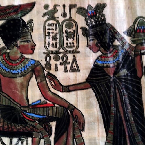Handmade Egyptian Papyrus Tutankhamun and Ankhesenamun like new