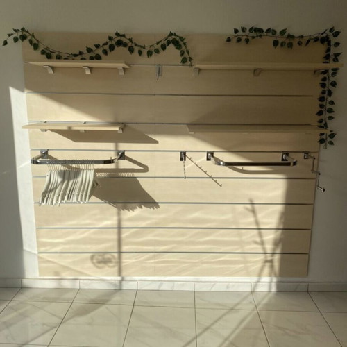 Store Display Panels and Wooden Shelves Like New with Accessories