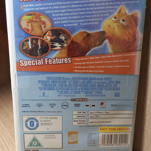 Garfield 2 DVD with English subtitles and stickers