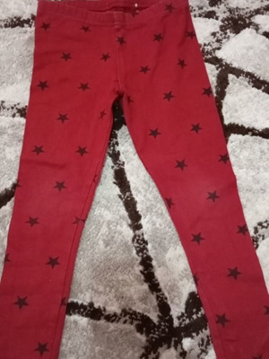Leggings like new, burgundy with black stars, size 4 years
