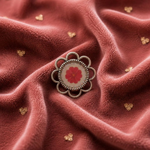 Silver adjustable handmade ring with flowers small