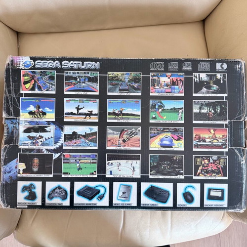 Sega Saturn MK1 used console with box, 2 controllers and games