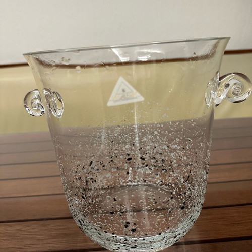 Glass champagne bucket with bubbles La Gallera MWF new, vintage