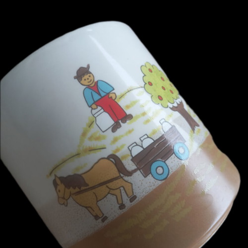 Farmer Boy 1983 vintage mug like new with farmer and apple trees