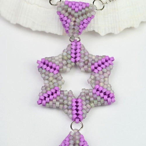 Delicate star necklace in purple and gray, custom made