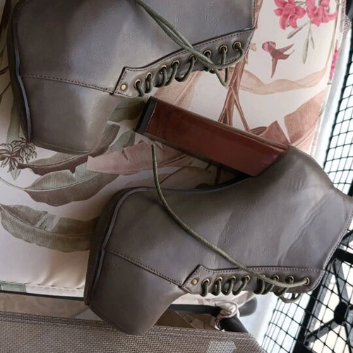 Booties 12cm heel like new, gray, size 37