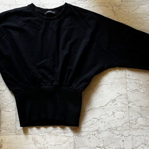 Pause Jeans cropped sweatshirt with waist elastic, black