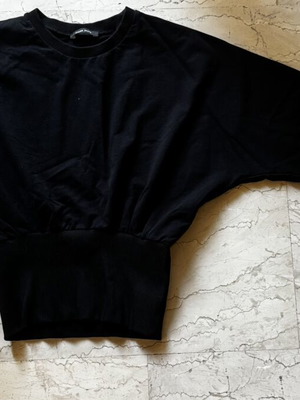 Pause Jeans cropped sweatshirt with waist elastic, black