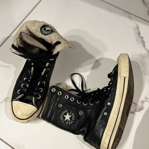 Converse All Star leather snow boots used, size 41, black and white