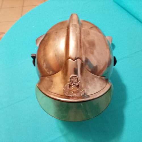 Firefighter helmet 1982 French model MSA-F1 chrome first generation