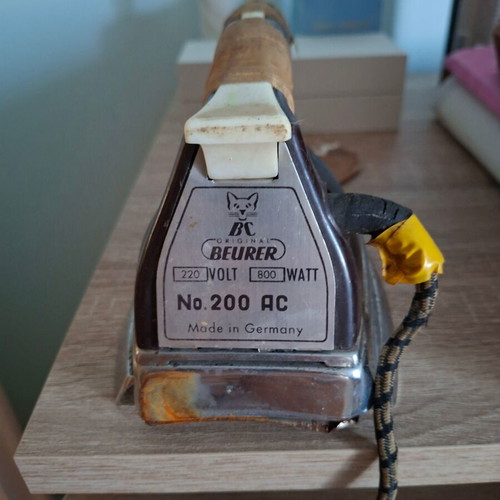 Beurer vintage electric iron used with wear on plate and cord