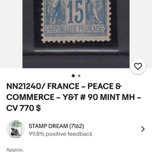French stamp 1870-1880 used, rare peace and trade