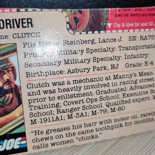 G.I.JOE Clutch (v1.5) action figure used, 1983 Hasbro