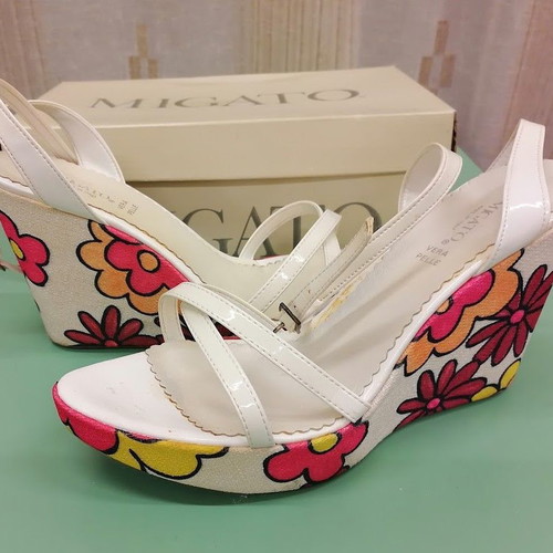 Migato Vintage Vera Pelle Floral Platform Sandals Size 41 Used