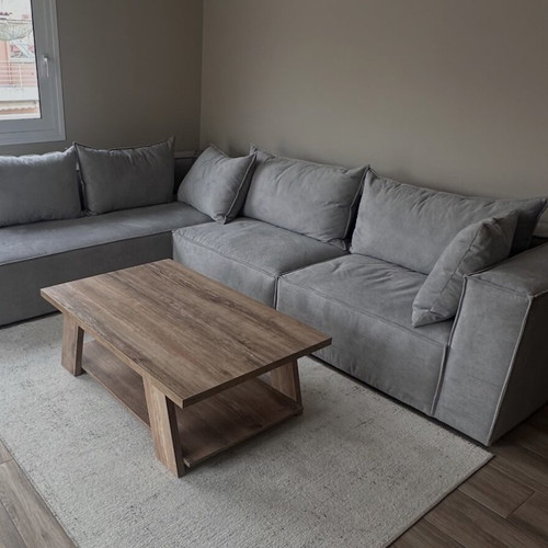 Greek-made soft grey sofa, waterproof, 340x260cm