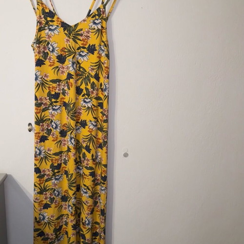 Yellow floral printed dress like new, size S