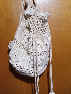 Boho backpack like new, handmade with embroidered beads